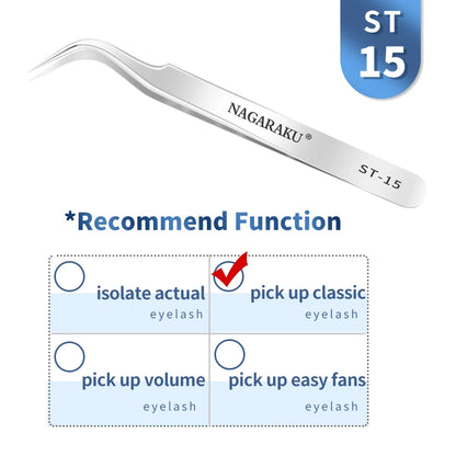 NAGARAKU Eyelash Extension Tweezers Makeup Stainless Steel