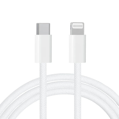 White Nylon Braided USB C to Lightning Cable [MFi Certified] for iPhone