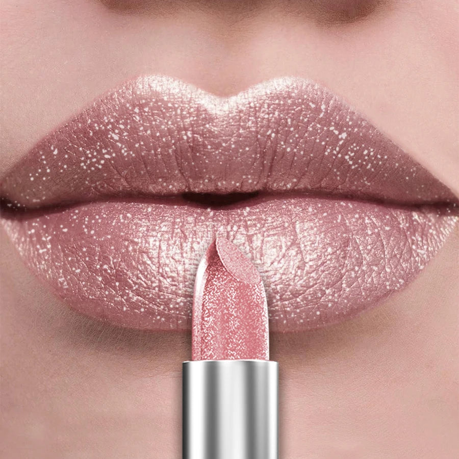 21Colors Bold & Intense Glitter Shiny Metallic Lipstick Pearlescent Lip Tint