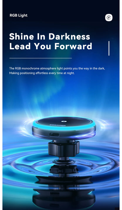 Magnetic Car Phone Holder 15W Wireless Charger Stand For iPhone