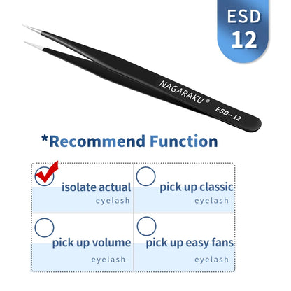 NAGARAKU Eyelash Extension Tweezers Makeup Stainless Steel