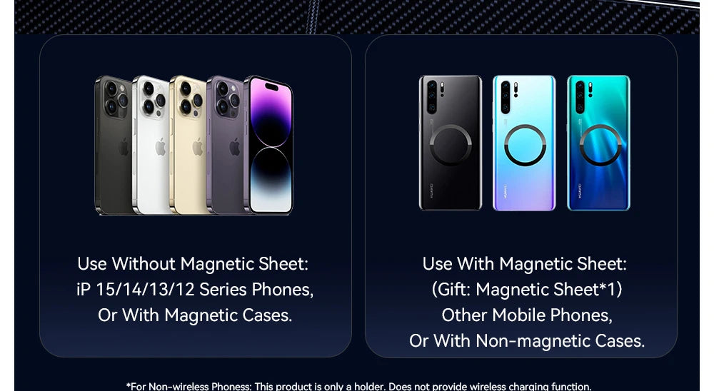 Magnetic Car Phone Holder 15W Wireless Charger Stand For iPhone