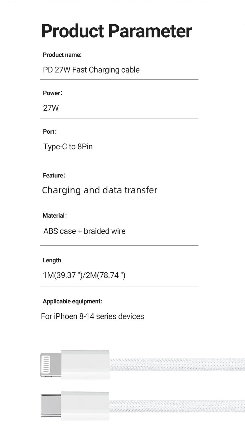 White Nylon Braided USB C to Lightning Cable [MFi Certified] for iPhone