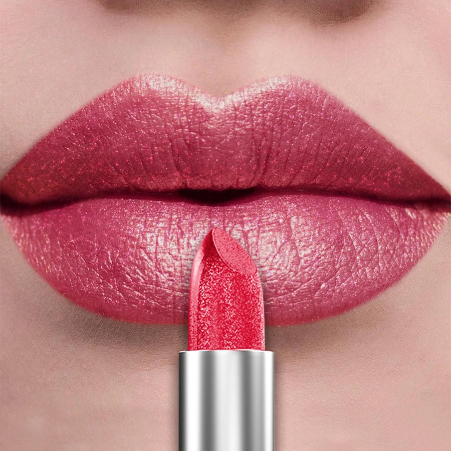 21Colors Bold & Intense Glitter Shiny Metallic Lipstick Pearlescent Lip Tint