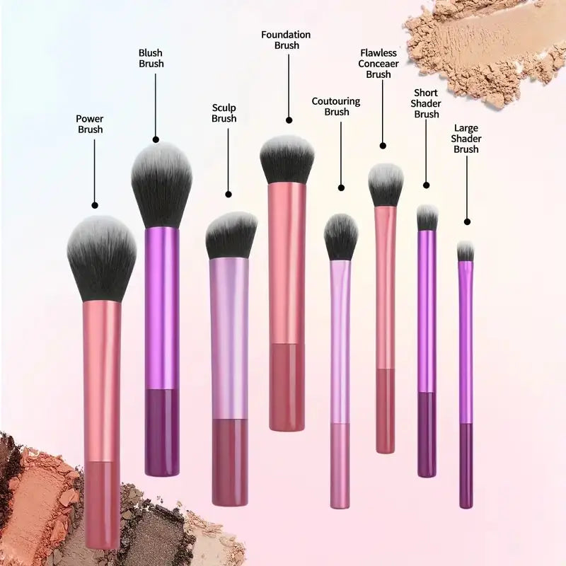 8 Pro Makeup Brush Set - Soft, Premium