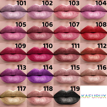21Colors Bold & Intense Glitter Shiny Metallic Lipstick Pearlescent Lip Tint