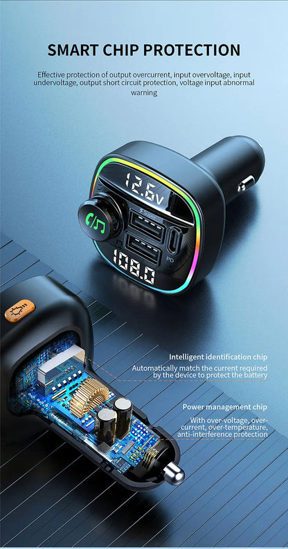 Bluetooth 5.0 FM Transmitter Handsfree Car Radio Modulator MP3 Player