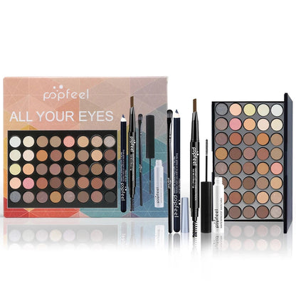 POPFEEL Eye Makeup Set, Eyeshadow Palette, Eyeliner, Mascara, Eyebrow Pencil, Makeup Tool Set Box,