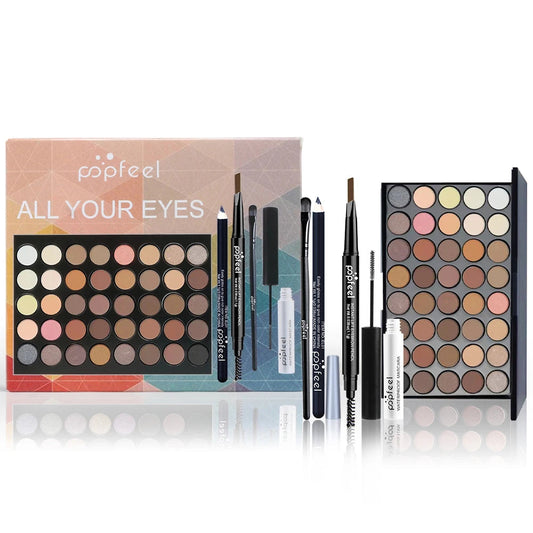 POPFEEL Eye Makeup Set, Eyeshadow Palette, Eyeliner, Mascara, Eyebrow Pencil, Makeup Tool Set Box,