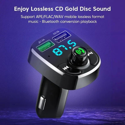 LED MP3 Car Bluetooth FM Hands-Free Bluetooth-compaitable 5.0 Transmitter 3.1A QC3.0