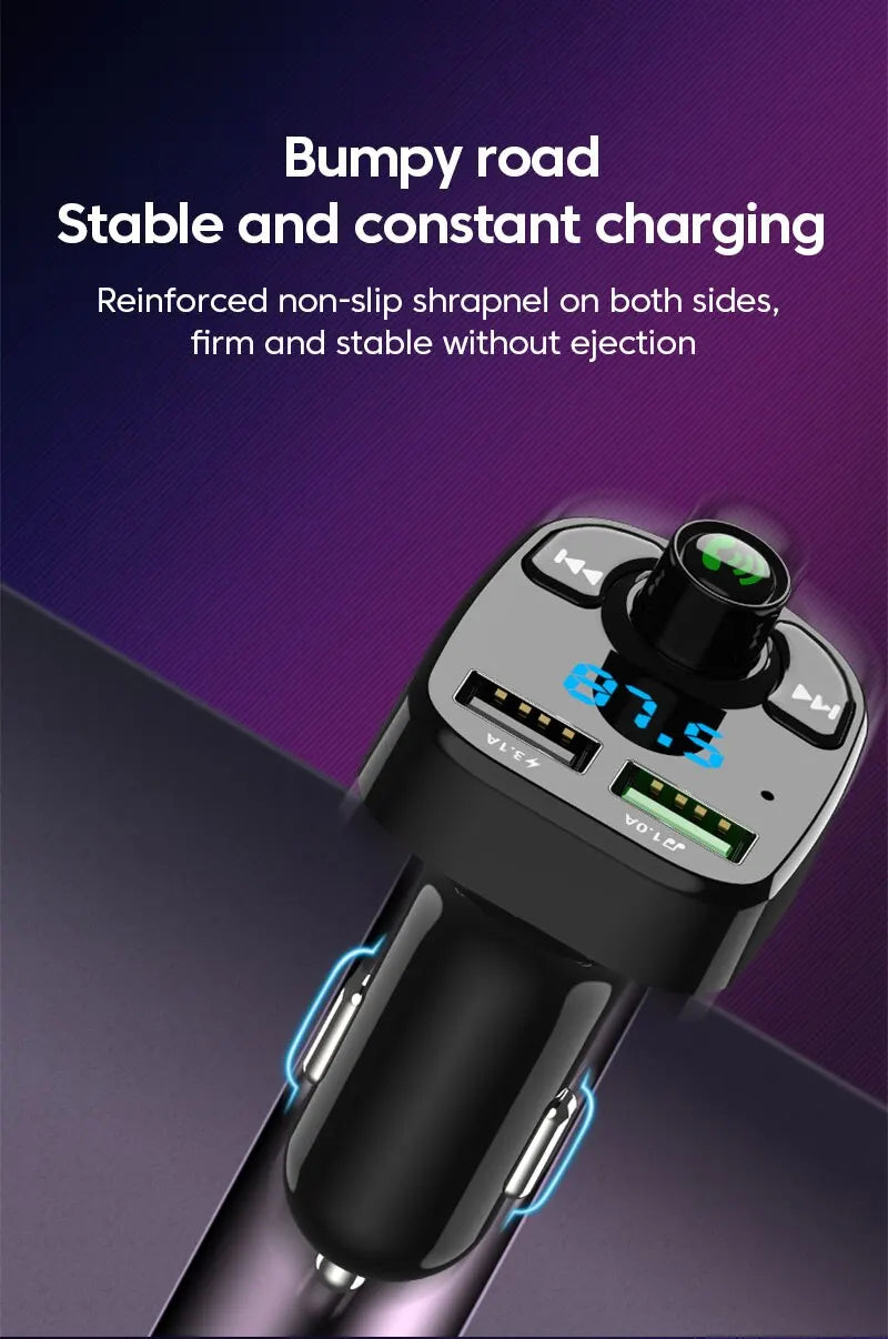 LED MP3 Car Bluetooth FM Hands-Free Bluetooth-compaitable 5.0 Transmitter 3.1A QC3.0