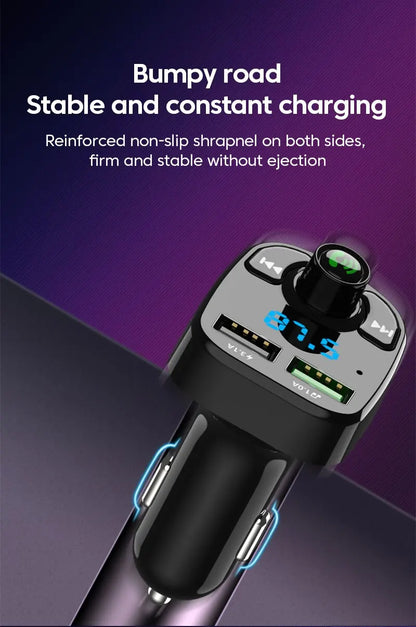 LED MP3 Car Bluetooth FM Hands-Free Bluetooth-compaitable 5.0 Transmitter 3.1A QC3.0
