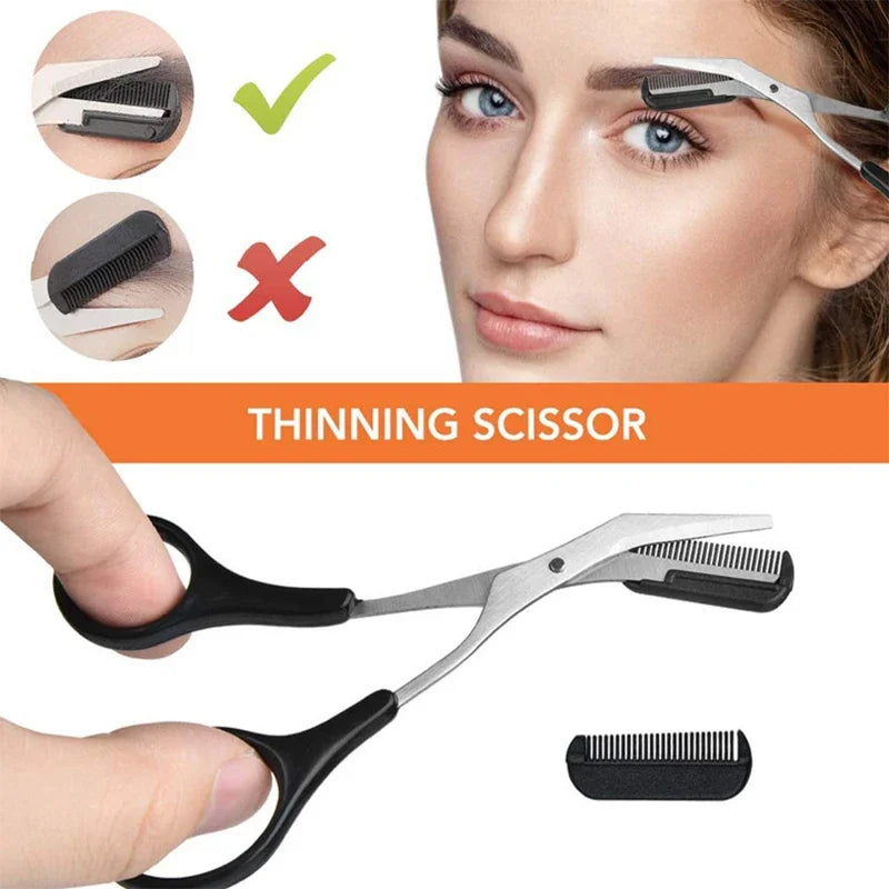 New Eyebrow Trimmer Set Scissors Tweezers Eyebrow Razor Scraping Eyebrow Comb Razor Eyebrow Clip Makeup Tools Sets