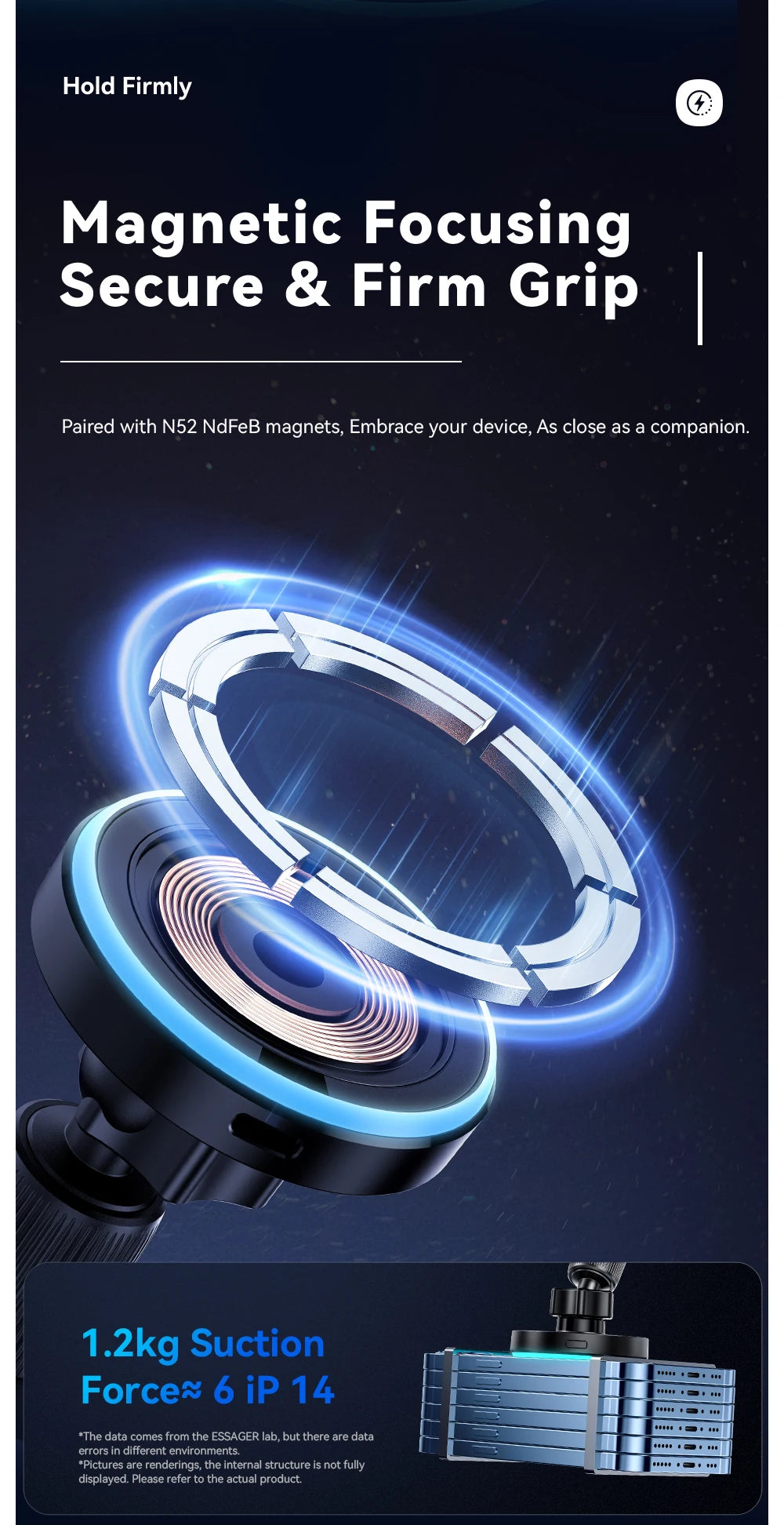 Magnetic Car Phone Holder 15W Wireless Charger Stand For iPhone