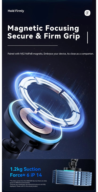 Magnetic Car Phone Holder 15W Wireless Charger Stand For iPhone