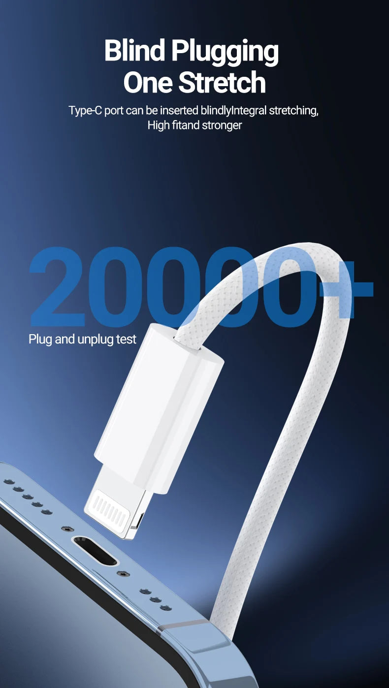 White Nylon Braided USB C to Lightning Cable [MFi Certified] for iPhone