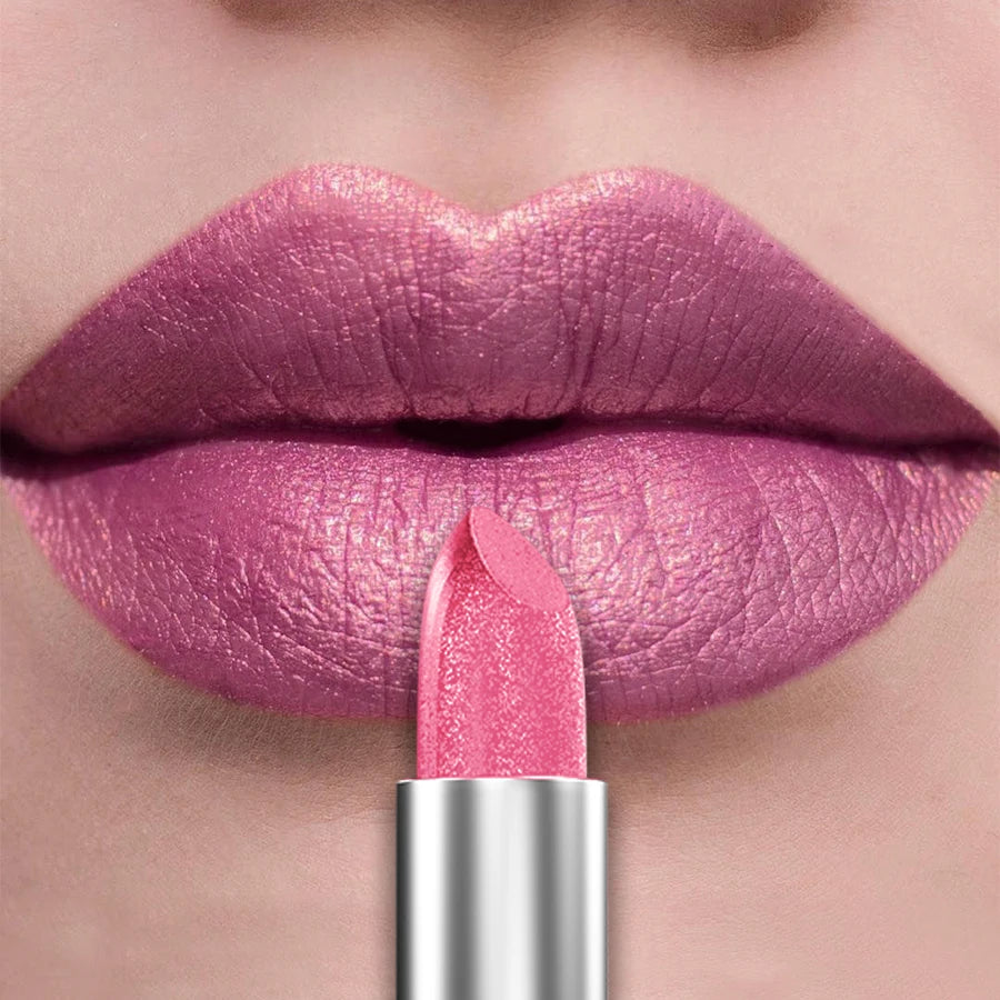 21Colors Bold & Intense Glitter Shiny Metallic Lipstick Pearlescent Lip Tint