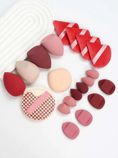 20 Pcs Pink Makeup Sponge and Makeup Puff Set Suitable for Face Cream and Powder Concealer Powder Makeup