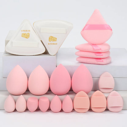 20 Pcs Pink Makeup Sponge and Makeup Puff Set Suitable for Face Cream and Powder Concealer Powder Makeup