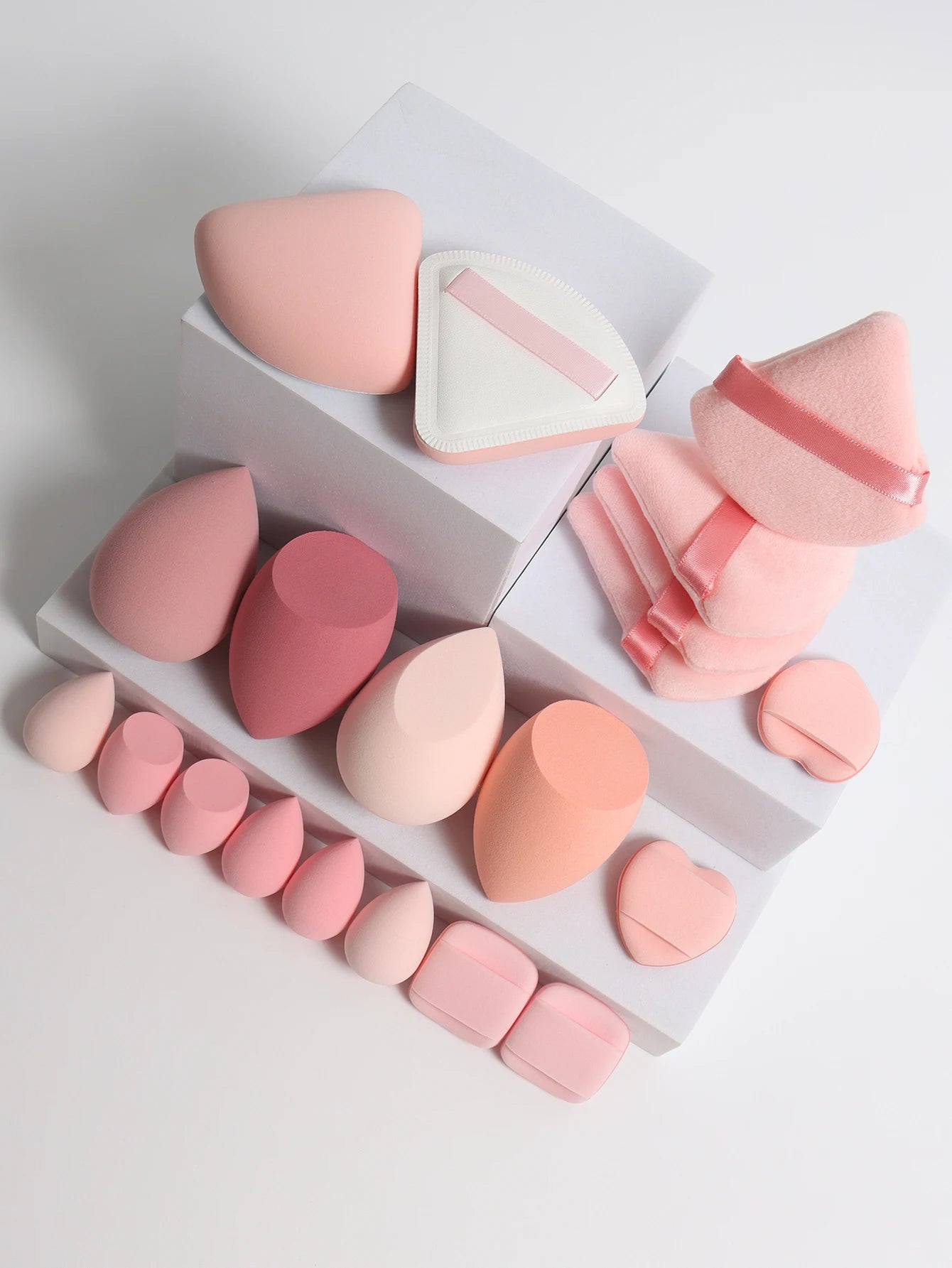20 Pcs Pink Makeup Sponge and Makeup Puff Set Suitable for Face Cream and Powder Concealer Powder Makeup