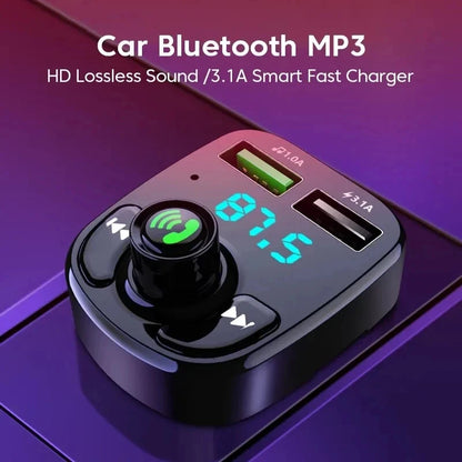 LED MP3 Car Bluetooth FM Hands-Free Bluetooth-compaitable 5.0 Transmitter 3.1A QC3.0