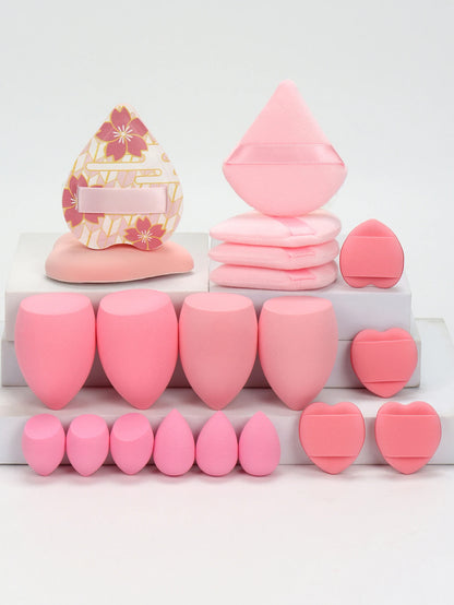20 Pcs Pink Makeup Sponge and Makeup Puff Set Suitable for Face Cream and Powder Concealer Powder Makeup