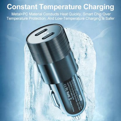 68W Dual USB Type C Car Charger