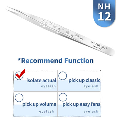 NAGARAKU Eyelash Extension Tweezers Makeup Stainless Steel
