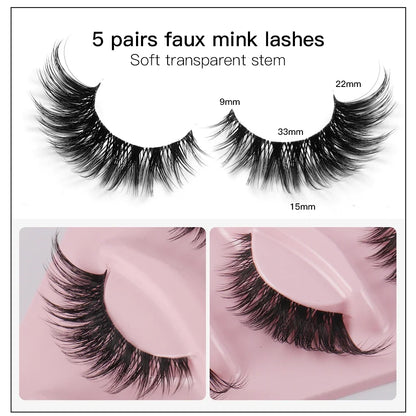 5 Pairs Cat Eye Lashes Faux Mink