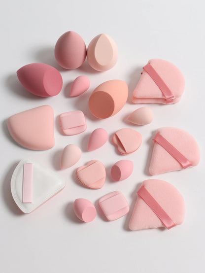 20 Pcs Pink Makeup Sponge and Makeup Puff Set Suitable for Face Cream and Powder Concealer Powder Makeup