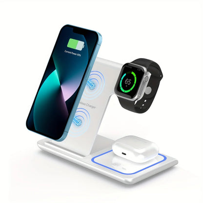 Portable Wireless 3-in-1 Charger, 15W Foldable Wireless Fast Charging Stand