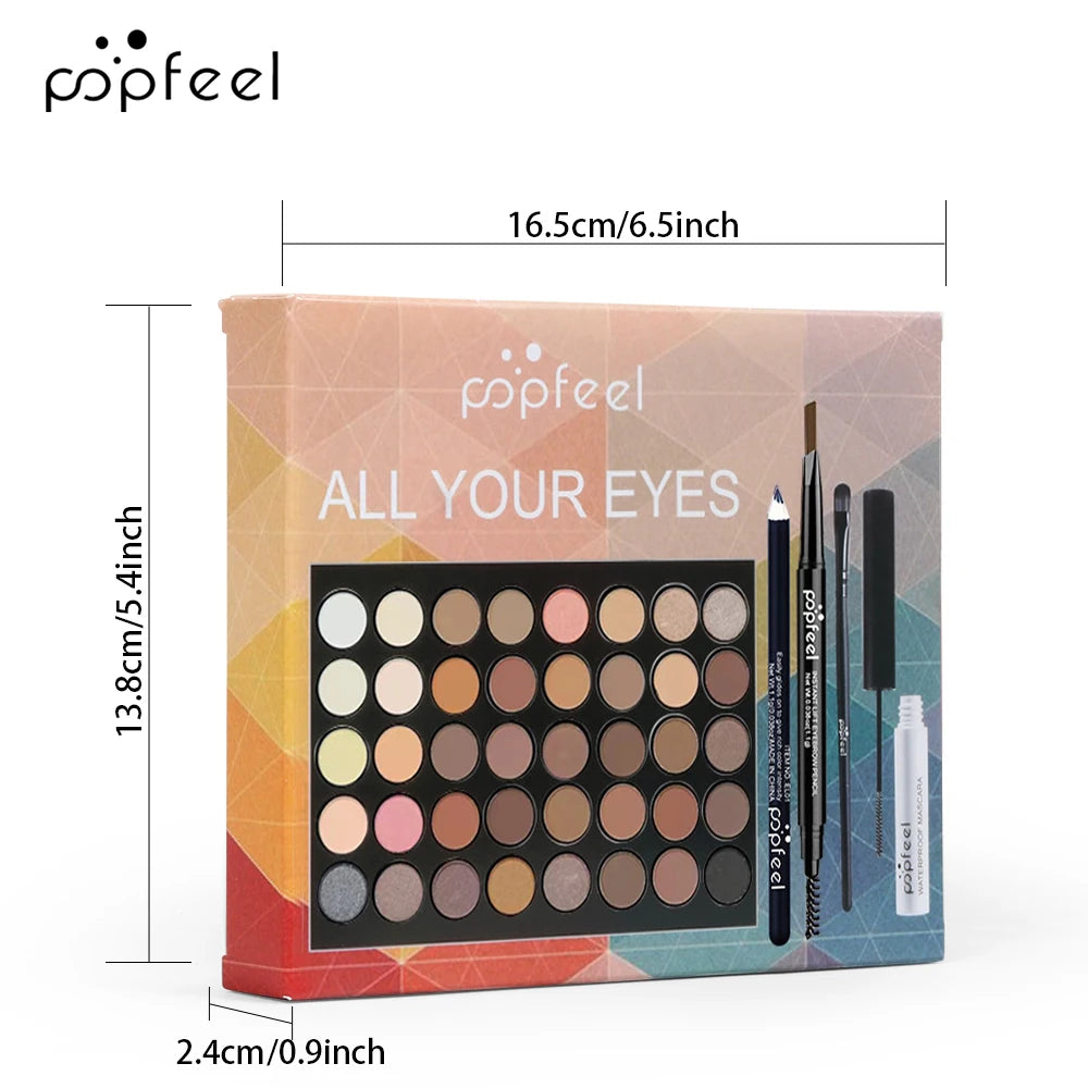 POPFEEL Eye Makeup Set, Eyeshadow Palette, Eyeliner, Mascara, Eyebrow Pencil, Makeup Tool Set Box,