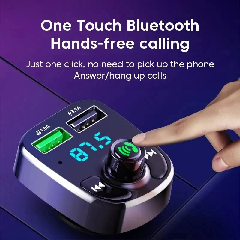 LED MP3 Car Bluetooth FM Hands-Free Bluetooth-compaitable 5.0 Transmitter 3.1A QC3.0