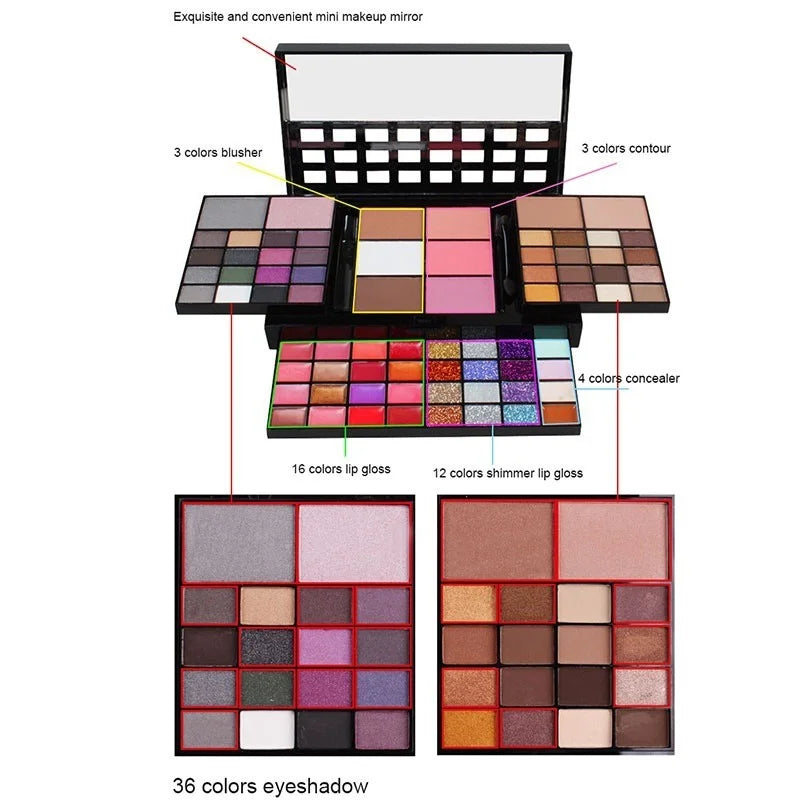Colors Glitter Eyeshadow Palette Matte Waterproof Cosmetics Kit  MakeUp
