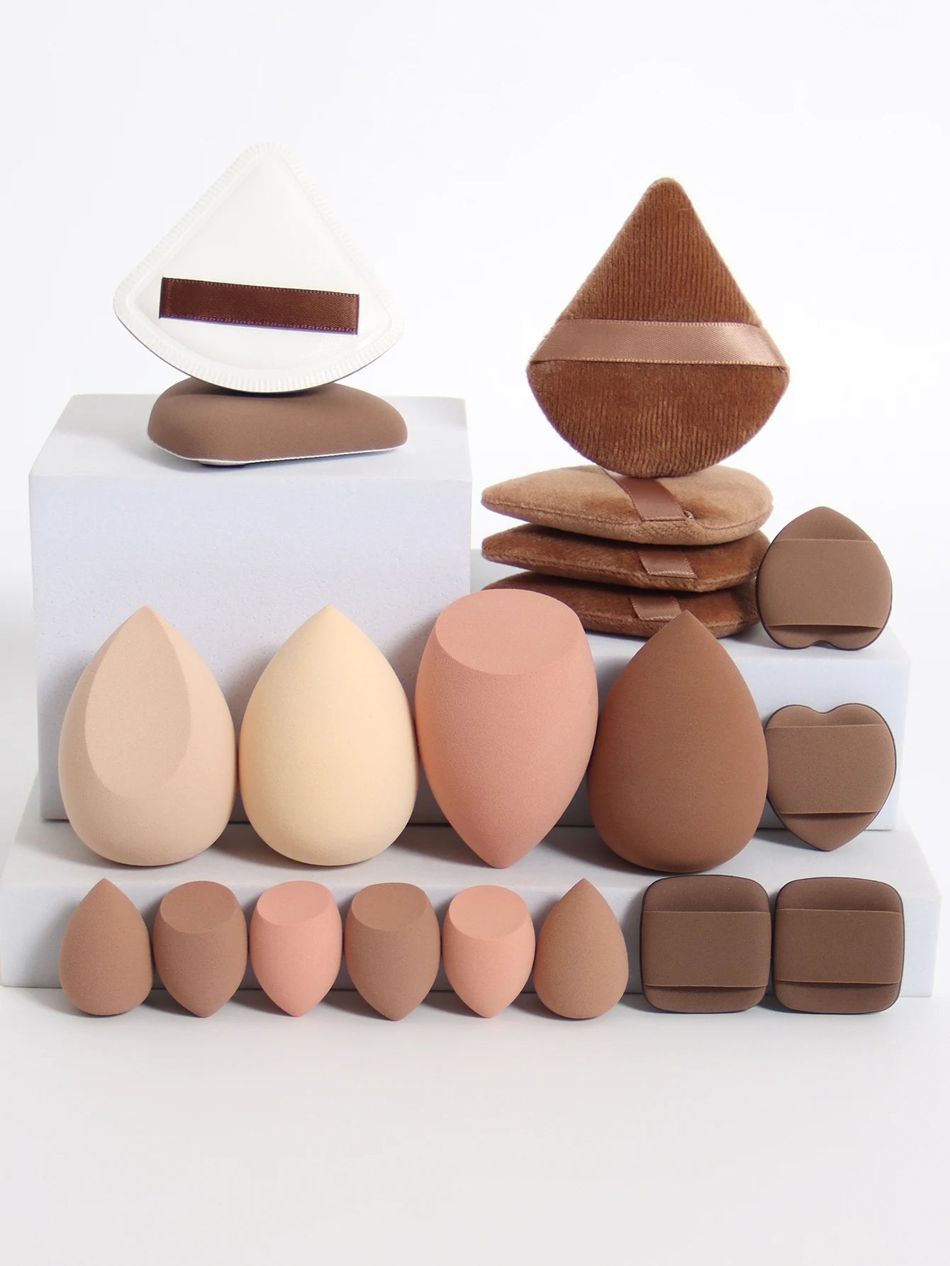20 Pcs Pink Makeup Sponge and Makeup Puff Set Suitable for Face Cream and Powder Concealer Powder Makeup