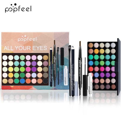 POPFEEL Eye Makeup Set, Eyeshadow Palette, Eyeliner, Mascara, Eyebrow Pencil, Makeup Tool Set Box,