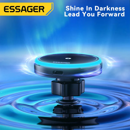 Magnetic Car Phone Holder 15W Wireless Charger Stand For iPhone