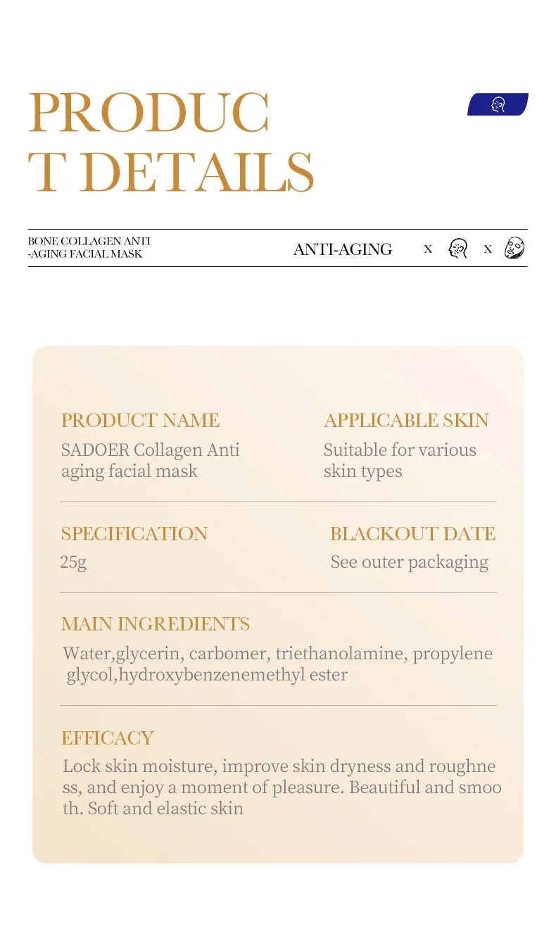 Anti-wrinkle Collagen Face Mask With 10 Sheets
