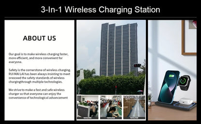 Portable Wireless 3-in-1 Charger, 15W Foldable Wireless Fast Charging Stand