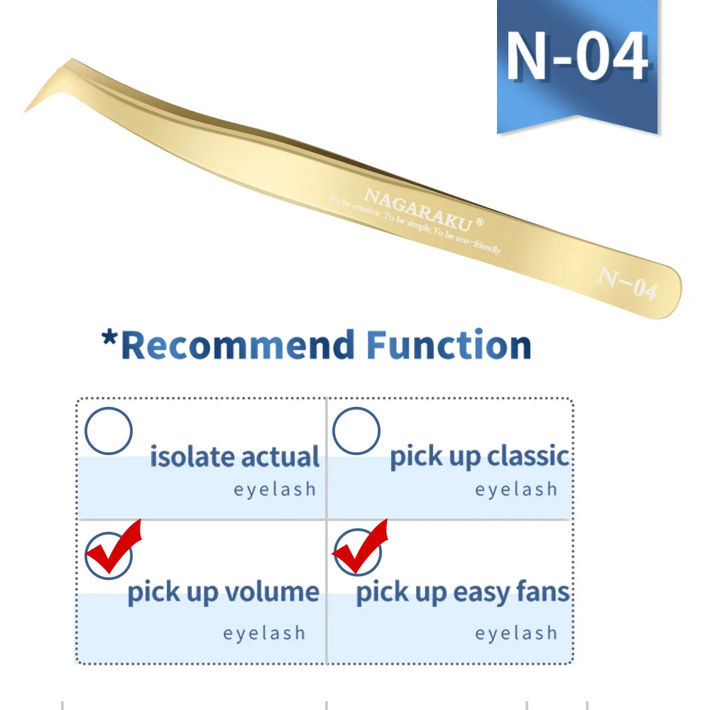 NAGARAKU Eyelash Extension Tweezers Makeup Stainless Steel