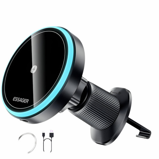 Magnetic Car Phone Holder 15W Wireless Charger Stand For iPhone