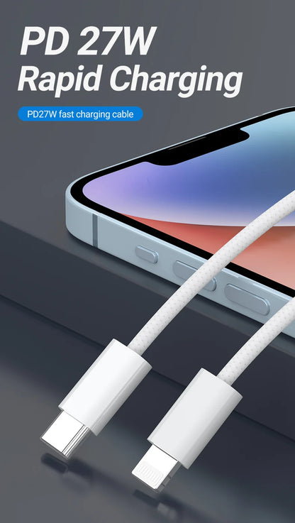 White Nylon Braided USB C to Lightning Cable [MFi Certified] for iPhone