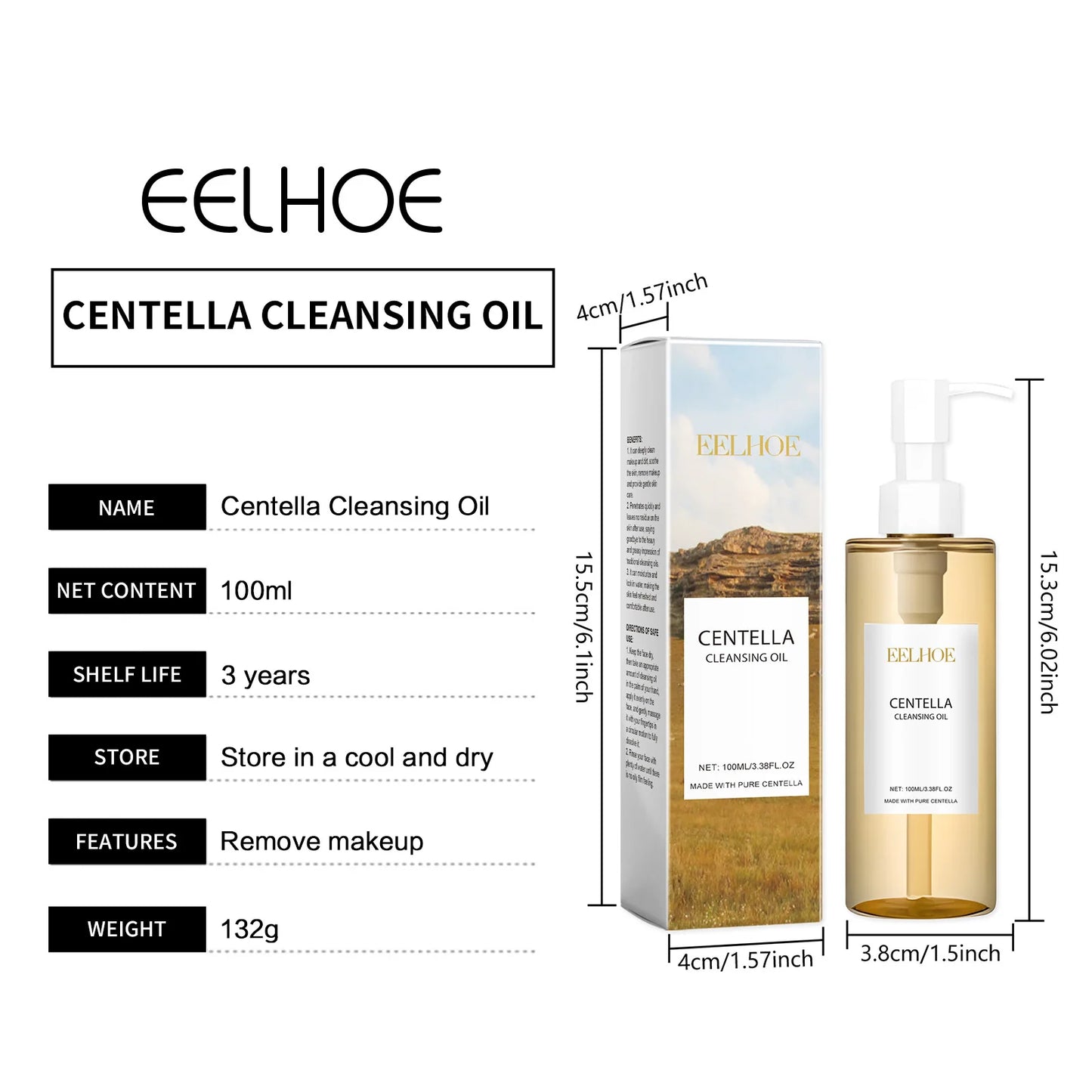 EELHOE Centella Cleansing Oil Facial Makeup Remover Moisturizing