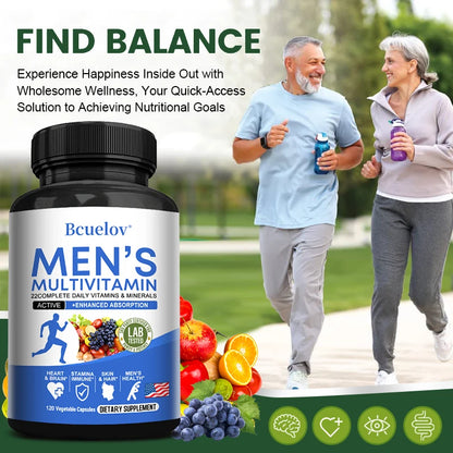 Men's Multivitamin - with Vitamins A, C, D, E & Zinc, High Absorption Supplement - Build Endurance & Muscle, 120 Tablets
