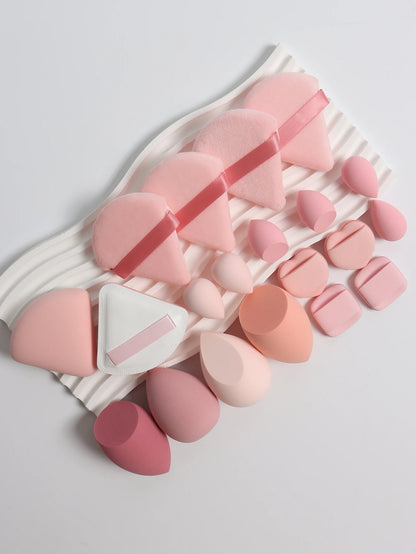 20 Pcs Pink Makeup Sponge and Makeup Puff Set Suitable for Face Cream and Powder Concealer Powder Makeup