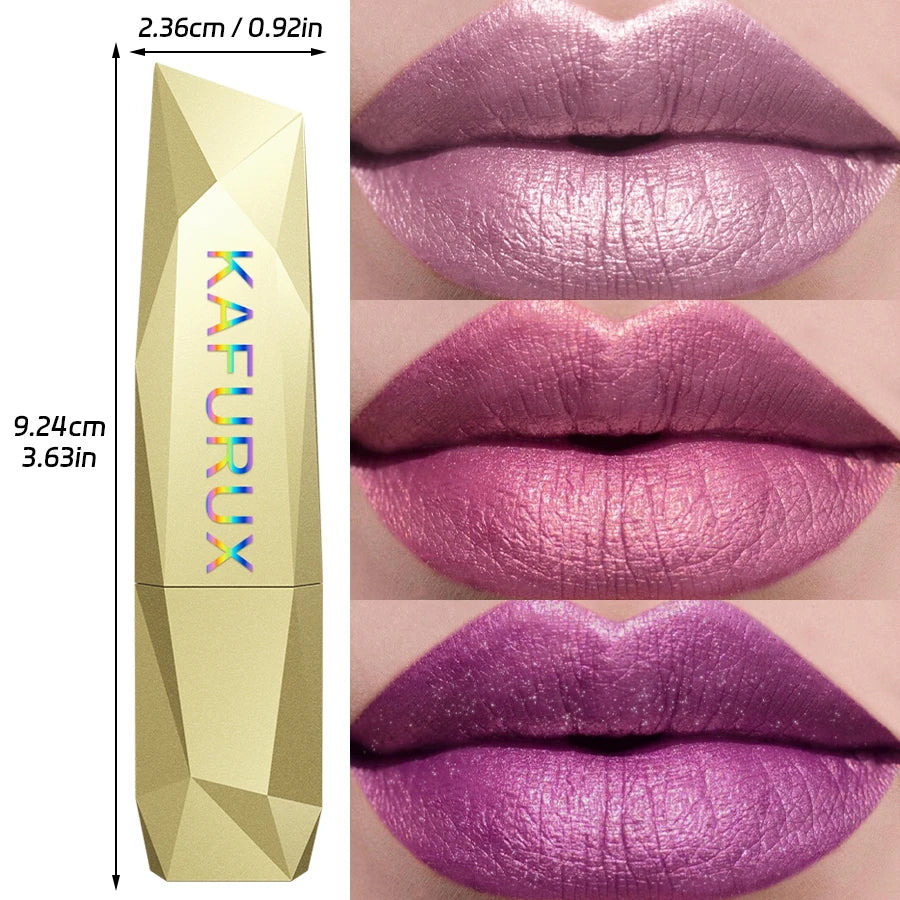 21Colors Bold & Intense Glitter Shiny Metallic Lipstick Pearlescent Lip Tint