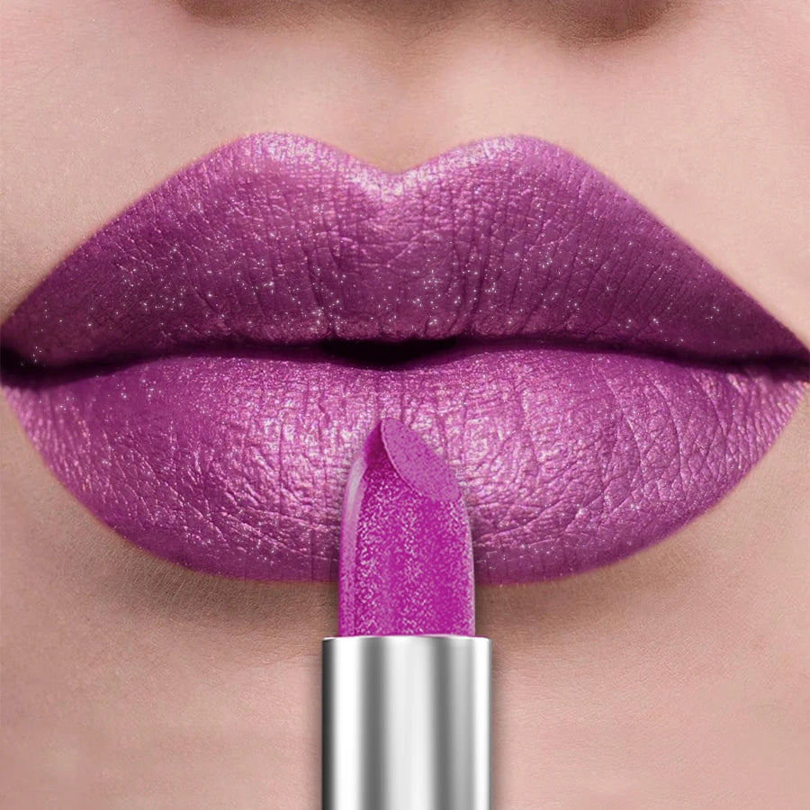 21Colors Bold & Intense Glitter Shiny Metallic Lipstick Pearlescent Lip Tint