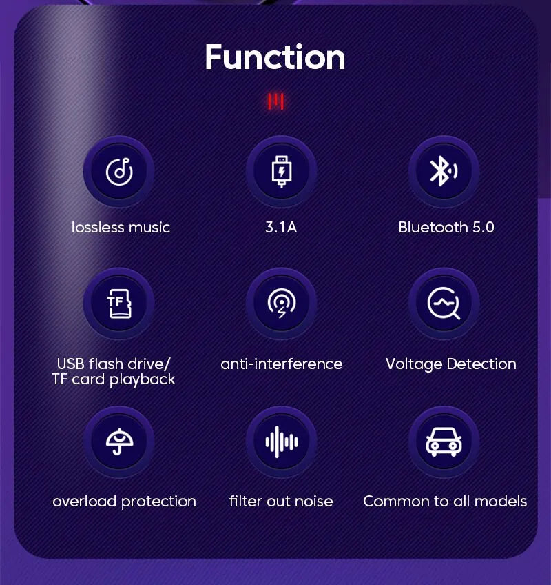 LED MP3 Car Bluetooth FM Hands-Free Bluetooth-compaitable 5.0 Transmitter 3.1A QC3.0