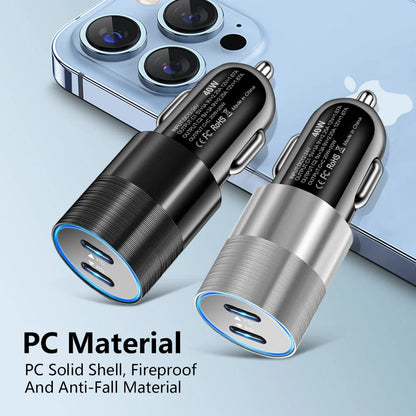 68W Dual USB Type C Car Charger