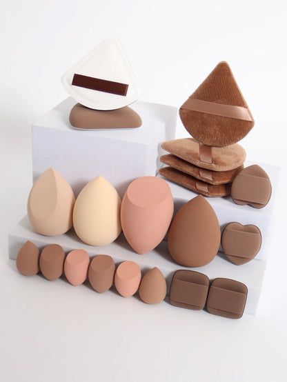 20 Pcs Pink Makeup Sponge and Makeup Puff Set Suitable for Face Cream and Powder Concealer Powder Makeup